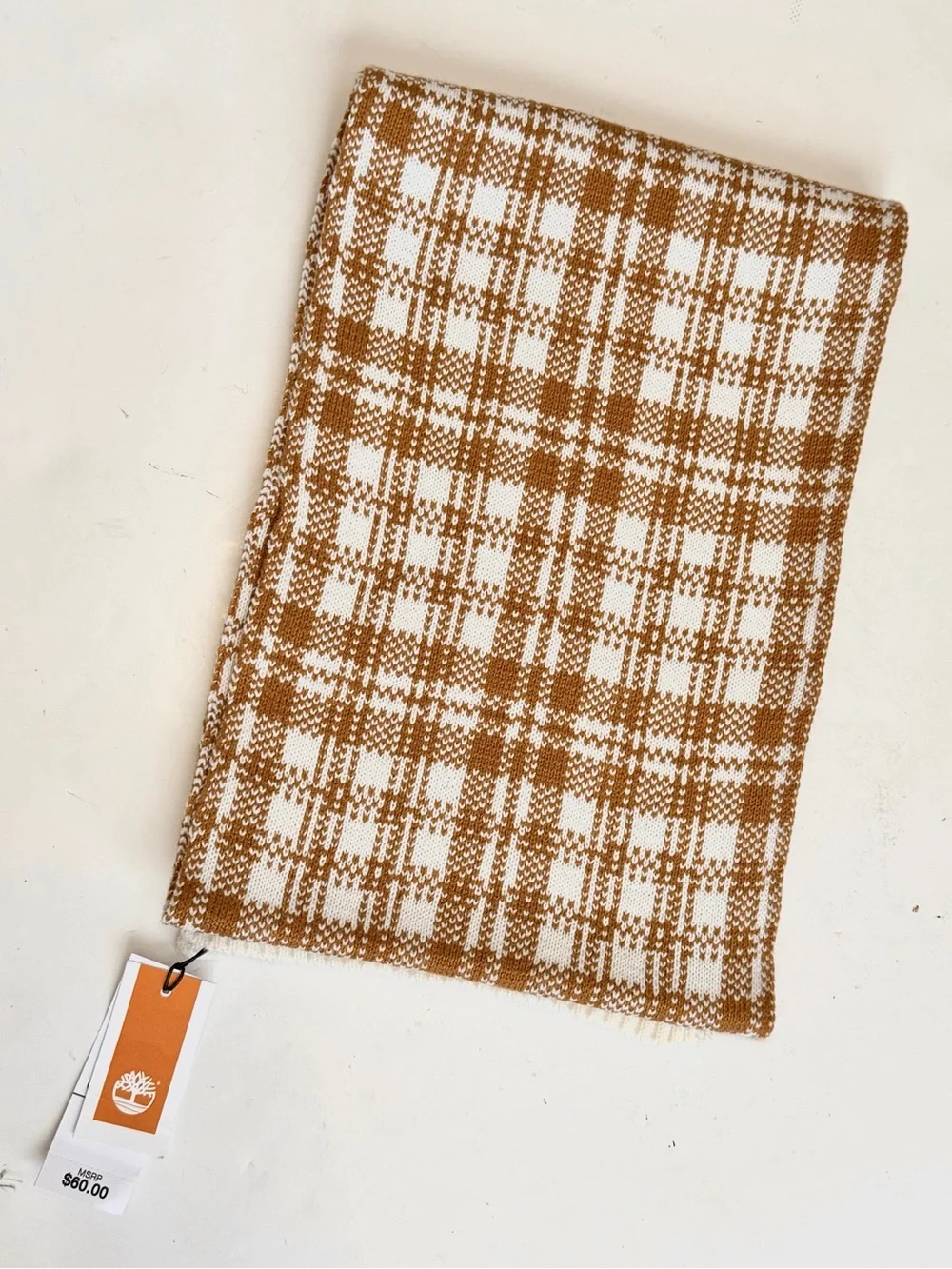 NWT Timberland Cozy Plaid Scarf in Wheat